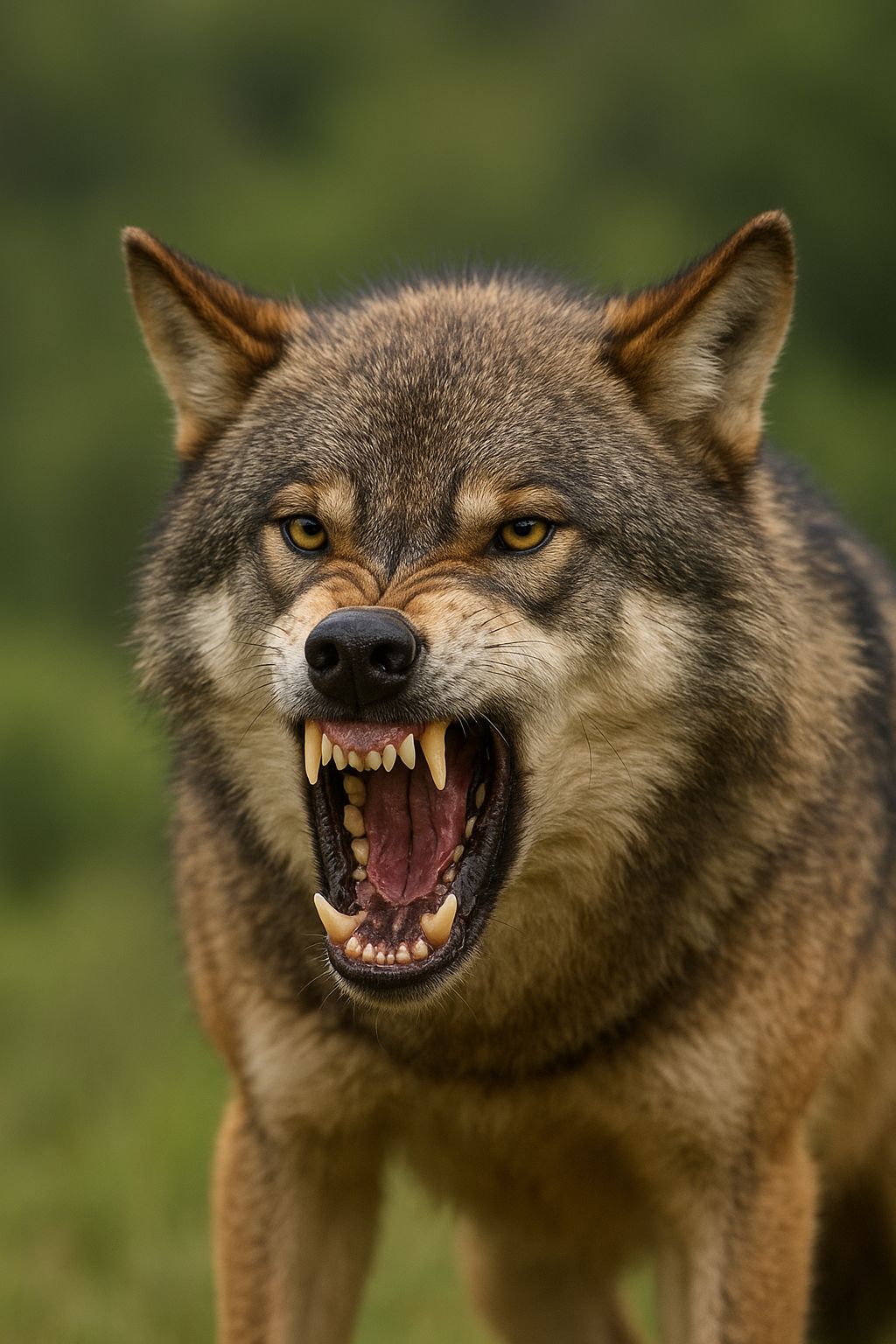 Angriffslustiger Wolf
