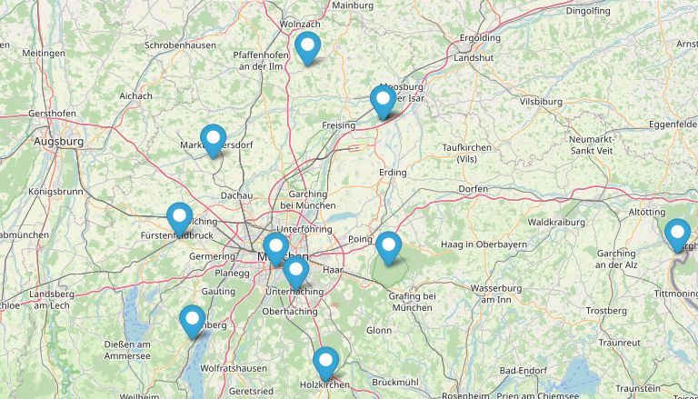 Karte und Standorte der Schweisshundestation Isarland e.V.